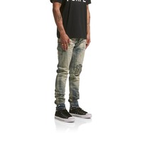 Jeans skinny personnalisés de haute qualité pour hommes Jeans bleu clair abîmés
