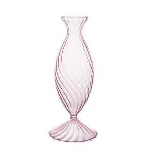 Wholesale Blown Colored Round Shaped Glass Flower Vase Wedding Decorative Tall Large Glass Vase for home decoration