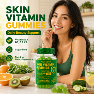 Gummies vitaminées éclaircissantes et illuminatrices pour la peau, certifiées GMP, sans sucre, véganes, à l'arbutine et à la vitamine C, pour une peau radieuse et éclatante (OEM/ODM) - Product Image 4