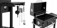 SEJR Barbecue Chariot Fumeur au Charbon de Bois avec Table d'Appoint S/M/XL