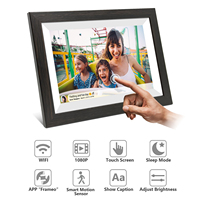 Cadre photo numérique WiFi intelligent Frameo App, 10 pouces, boîtier en bois, partage instantané, affichage surprise pour anniversaire