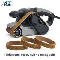Vente en gros de bandes abrasives non tissées en nylon jaune de 330*1 mm, dureté moyenne, pour le polissage de métaux et de bois, ponceuse à bande robuste, sur mesure