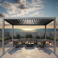 Aluminium Motorisierte Pergola mit Verstellbaren Lamellen Integrierte Beleuchtung Wasserdicht/Windfest Langlebiges Bioklimatisches Design für Balkone