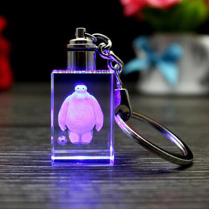 Móc Khóa Hình Học Baymax Màu Trắng Pha Lê Khắc Laser 3D Big Hero Có Đèn - Product Image 6