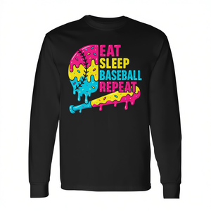 T-shirt a maniche lunghe Eat Sleep Baseball Repeat Ice Cream Drip - Product Image 2