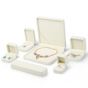 FANXI Wholesale Jewelry Package Box Luxury Beije Velvet Jewelry Box <b>Gift</b> Portable <b>Earring</b> Jewelry Ring Packaging <b>Boxes</b> - Product Image 1