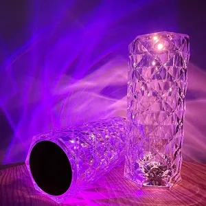 עיצוב בית יוקרה מנורה מופעלת בקרת מגע Rgb שולחן קריסטל Led קסם Arhub מגע בקרת קסם ורד חם 16 צבעים קטן