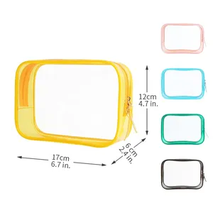 Sac de voyage cosmétique étanche en PVC transparent grande capacité avec fermeture éclair, personnalisable avec logo, pour femmes - Product Image 5