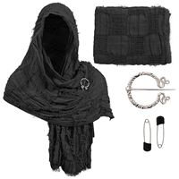 Cape à capuche médiévale pour adulte Lyga, costume de style punk pour Halloween, inspiré des films et séries TV, avec écharpe supérieure en polyester, pour femme, idéal pour les fêtes.
