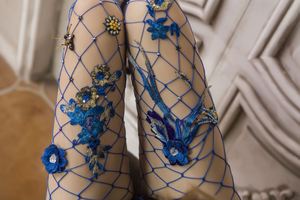 European Sexy Hot Diamond Fishing Net Custom Embroidery Design <strong>Tights</strong> Large Mesh Pantyhose <strong>Sequin</strong> Silk <strong>Tights</strong> - Product Image 3