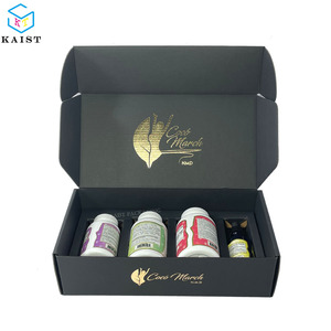 Customizable Black Corrugated Mailer <strong>Box</strong> with Paper Insert, Health Supplement Packaging for Vitamins &amp; <strong>Wellness</strong> Products - Product Image 1