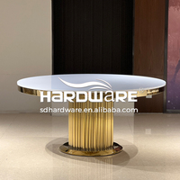 Ensemble de table de banquet ronde en verre transparent en acier inoxydable doré de meubles de quincaillerie Foshan