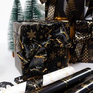 2024 New Christmas Hot Stamping Metallic Gift Wrapping Paper 43*300 Cm Foil Paper