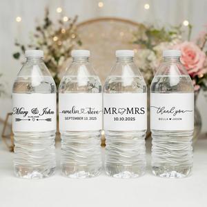 Étiquettes - Autocollants personnalisés imperméables pour bouteilles d'eau avec nom et date pour les cadeaux de mariage - Product Image 2