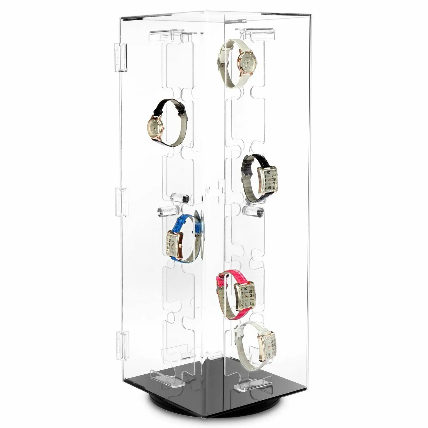 Présentoir de montre intelligent rotatif transparent personnalisé, présentoir de montre de bijoux en acrylique pour magasin de détail