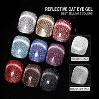 HS Private Label 9 Couleurs 15ML Gel Effet Œil de Chat Réfléchissant Poudre Flash Non Toxique Sans HEMA TPO MEHQ Vernis Gel Magnétique UV LED Disco