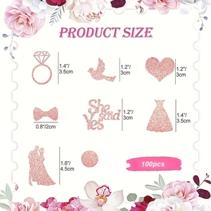 Confettis de <span class=keywords><strong>table</strong></span> roses scintillants en forme de diamant pour mariage, fiançailles, fête prénuptiale et décoration de fête - Product Image 2