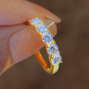 Cincin pertunangan wanita 925 perak murni VVS Moissanite & berlian cincin janji pernikahan perhiasan elegan - Product Image 4