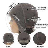 Perruque Courte Bob en Cheveux Humains Indiens avec Dentelle Frontale Transparente Sans Colle, Cheveux de Bébé en Dentelle et Nœuds Blanchis