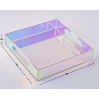 Plateau de service et organisateur de maquillage en acrylique transparent fait main, épaisseur 4 mm, pour salons, salles de bain, bureaux