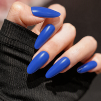 Faux ongles à presser longs et brillants bleu Klein, couvrance totale, vente en gros, marque privée