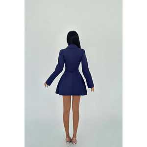 Minivestido Azul Marino con Cuello Camisero, Vestido Elegante para el Trabajo - Product Image 1