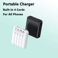 Banque d'alimentation mobile Li-Polymère ultra-mince promotionnelle à bas prix, haute capacité 10000 mAh, avec logo personnalisé, câbles Micro USB et Type-C, 10W