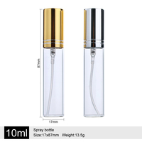 SUMEEAR Atomiseur portable en métal à 6 couleurs, flacon de parfum d'échantillon de 10 ml, flacon en verre transparent de forme plate, flacon de test