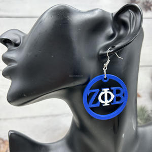 Mode Zeta Phi Beta Holzverzierung Taubenohrringe weiblich griechisches Buchstabe ZPB Reize Ohrring Schmuck - Product Image 2