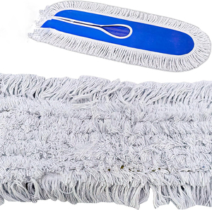 Mopa Plana de Algodón Ecológica Azul, Resistente, para Limpieza de Grandes Áreas, Eliminación de Polvo, Tamaños Personalizados para Hospitales, Hoteles y Comercios - Product Image 4