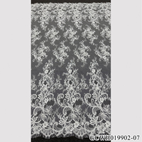 GCWH019902-07 Tissu en Tulle Brodé Floral Perlé Blanc 150CM, Coupe de 3 Mètres pour Robes de Mariée