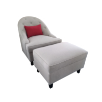 Ensemble de fauteuils d'appoint classiques pour salon et chambre à coucher, avec dossier haut et revêtement, et ottoman assorti