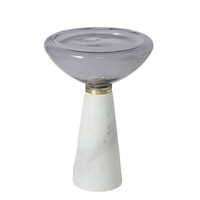 Table Basse Multifonctionnelle en Verre avec Plateau en Acrylique Nuage de Champignon et Cadre Métallique, Style Nordique Luxe Créatif, Meuble de Maison