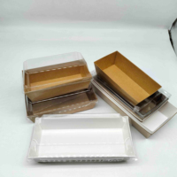 Boîte d'emballage alimentaire jetable en papier kraft avec couvercle en plastique transparent, boîte à pâtisserie, boîte à sandwich, boîte à hamburger, boîte à hot-dog