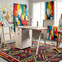 Bureau d'ordinateur moderne pour un seul poste de travail avec tiroir et armoire, idéal pour la maison, l'étude ou comme mobilier de bureau