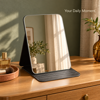 Miroir de maquillage pliable portable avec support de protection, miroir de vanité rectangulaire de table pour voyage