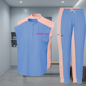 Nursing Hospital Doctor <b>Plus</b> <b>Size</b> Medical <b>Scrubs</b> Unisex Woven 4 Way Stretch Seamless Fusing <b>Scrub</b> Jogger Sets Custom Logo - Product Image 4