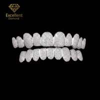 Nouvelles Grillz personnalisées en Moissanite, en Argent 925, entièrement serties, style Hip Hop, 8 sur 8, pour rappeurs, scène et soirées