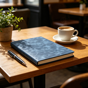 Hardcover <b>A5</b> <b>Notepad</b> Imitation Leather Blue Cover Notebook - Product Image 5
