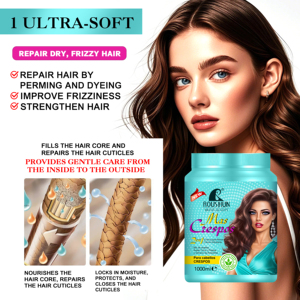 Crema para el cabello ROUSHUN Mas Crespos sin sulfatos, con aceite de argán, coco, pataua y extracto de amaranto, crema anti-frizz definidora para cabello rizado. - Product Image 3