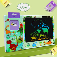 Tablette d'écriture LCD numérique, Tableau de dessin en plastique, Bloc-notes magique pour l'écriture manuscrite, Cartes flash parlantes, Lecteur de cartes