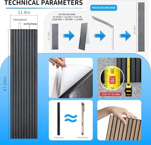 Panneaux muraux acoustiques en bois plaqué PET auto-adhésifs faciles à installer sans perçage, panneaux absorbants du son <span class=keywords><strong>pour</strong></span> la rénovation de la maison en DIY - Product Image 4