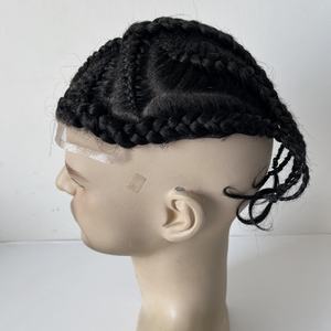 EMEDA Nouveaux stocks Dread Lock Perruque <span class=keywords><strong>afro</strong></span> toupet pour <span class=keywords><strong>homme</strong></span> noir Système de remplacement de cheveux Lace Front BIO Base - Product Image 2