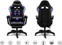 Fauteuil Gamer Professionnel Électrique Ergonomique Moderne Personnalisable à LED avec Repose-Pieds et Massage en Cuir PU, Siège Pivotant Intégré