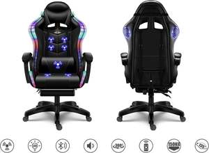 Fauteuil de Jeu Professionnel Ergonomique Moderne Électrique Lumineux LED <span class=keywords><strong>Personnalisable</strong></span> avec Repose-Pieds Massant en Cuir Synthétique Intégré - Product Image 5