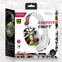 Casque sans fil BT620 pour peinture, casque de jeu graffiti, casque stéréo supra-auriculaire, casque BT avec micro LED