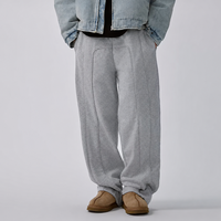 Celana Sweatpants Baggy Jahitan Depan Pria, Kaki Lebar, Fit Longgar, Minimalis, Kasual, Custom