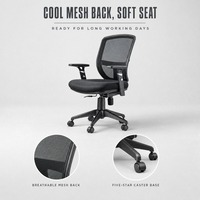 Chaise de bureau ergonomique en maille avec soutien lombaire, chaise de travail pivotante respirante, chaise de bureau réglable en hauteur sur roulettes