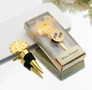 Wedding Door Gifts Baby Shower Party Favor Gold Stars Surrounded 40th Anniversary Design Bottle Stopper