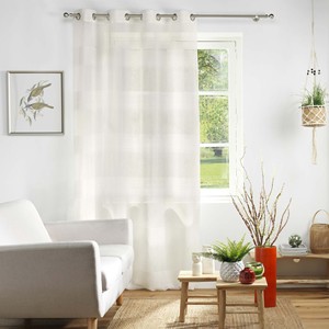 Cortina de tela de lino chenilla de 140x280 cm con ojales, color terraza natural - Product Image 1